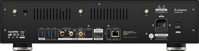 Multimedieafspiller Player Pro 8K, bagside, HDMI-stik, USB 3.0, analog lyd, koaksial, optisk, LAN, strømforsyning