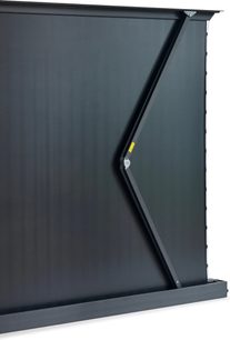 Bærbart projektionslærred Projeo Rise HD 110 sort, bagfra med foldbar side-støttearm