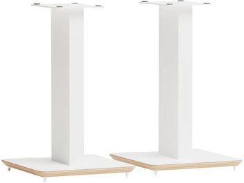 Paire de pieds d’enceinte Block Axis 500 blanc satin, bases carrées avec pointes de découplage visibles