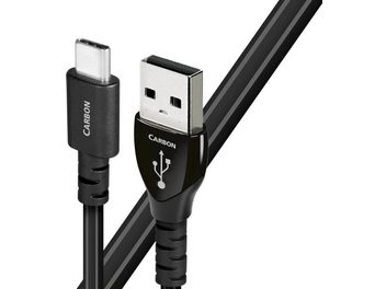Audioquest Carbon USB-kabel A till C 0,75 m svart, USB-A- och USB-C-kontakter i silver, framifrån