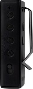 Questyle etui M18i taske til audiophile afspiller, sort præget læder, sidevisning med metalbælteclip og knapper