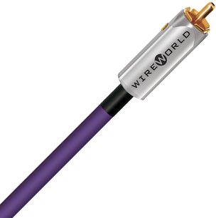 Digitalt koaksialkabel Ultraviolet 10 Coaxial 1m med lilla kappe, sølvfarvet cylindrisk stik og guldbelagt spids