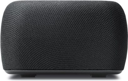 Yamaha YAS-207 schwarze Soundbar, Frontansicht, abgerundete rechteckige Form, feine schwarze Gittermaschenabdeckung auf der Vorderseite
