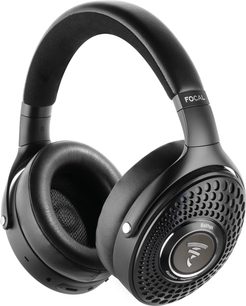 Căști hifi wireless Bluetooth Focal Bathys deep black, vedere laterală, bandă de susținere căptușită, pernițe circulare, grilaj perforat