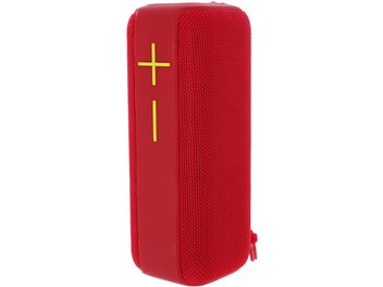 Enceinte bluetooth Yourban Getone 40 rouge, vue de trois quarts, boutons de volume verticaux sur le côté gauche