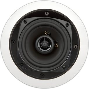 Tavana gömme ArtSound MDC401 yuvarlak siyah-beyaz hoparlör, önden görünüm, ortada ana hoparlörle