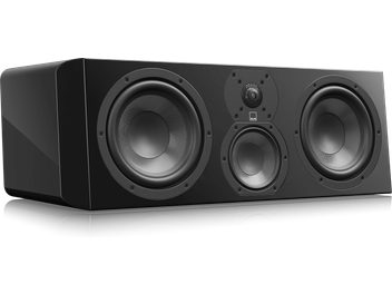 Diffusore centrale SVS Ultra Evolution nero laccato, 3 altoparlanti, griglie metalliche, vista frontale