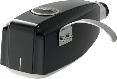 Ortofon SPU Classic G MKII sort vinylpickup, set fra siden, aluminiumsarm, diamantspids