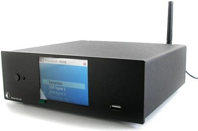 Pro-Ject Stream Box DS netværksaudioafspiller, sort, mørkegrå metalkabinettet, skærm, knapper, tilslutninger
