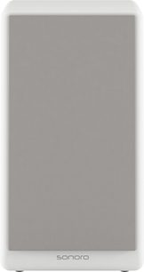 Coluna de estante Sonoro Orchestra Slim Gen 2 branca vista de frente, grelha frontal cinzento‑claro, cantos arredondados, logótipo em baixo