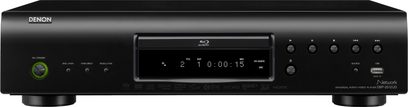 Denon DBP-2012 sort 4K Blu-ray-afspiller, front med display, knapper, USB-port, bagside med tilslutninger