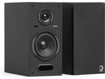 2 darab Elipson Horus 6 Active BT Phono hangfal, matt fekete, karbon textúrájú előlap, magassugárzó, mélysugárzó, basszreflex nyílás, szövetrács, 3/4 nézet