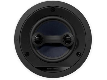 Boxa rotundă încorporabilă Bowers & Wilkins CCM664SR neagră, difuzor albastru, vedere frontală