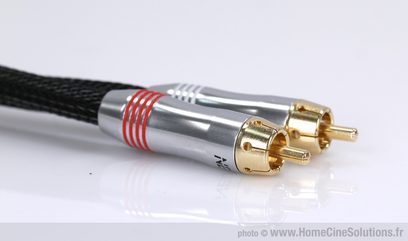 Neutrino Modulation MK1 RCA-lydkabel (1 m) sort og sølv, guldbelagte stik, sort og rød flettet kappe