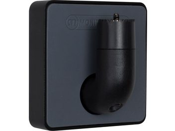 Suport negru V-MOUNT pentru boxă Monitor Audio, din plastic mat negru, formă cilindrică cu bază lărgită, vedere frontală