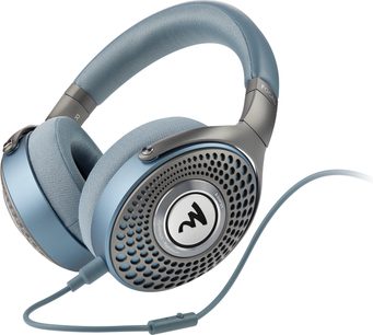 Слушалки с затворен дизайн Focal AZURYS, сини на цвят, меки тапицирани възглавнички, меко тапицирана лента, сменяем кабел, изглед от три четвърти