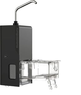 Svart HumminGuru-vattendispenser med hällpip i metall och avtagbar transparent behållare