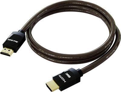 Real Cable HD-E48 2.1 HDMI-kaapeli 3 m, kullatut liittimet, ruskea punottu suojus, tekstit "8K HDMI" ja "Real Cable" näkyvissä
