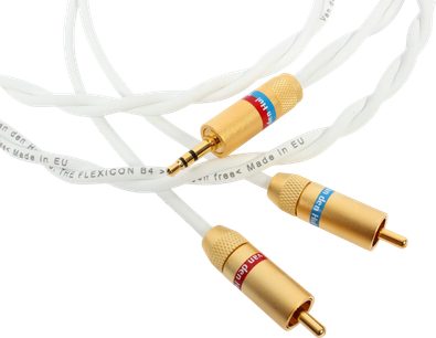 Cavo audio Van den Hul The Flexicon B4 mini-jack 3,5 mm verso 2 RCA, guaina bianca intrecciata, connettori dorati