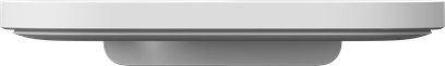 Sonos Shelf Lautsprecherständer weiß, Frontansicht, längliche rechteckige Form mit abgerundeten Kanten, glatte und matte Oberfläche