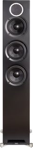 Elac Debut Reference DFR52 sort højtaler med metalgitter på diskanten, tre højttalere, set forfra