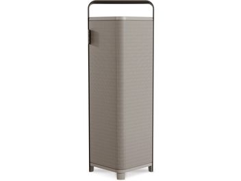 Enceinte bluetooth portable Sonoro Vibes XL taupe, format colonne haute avec grille tissu taupe et poignée métal