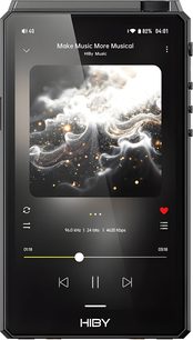 Hiby R6 III 2025 audiophile musikafspiller i sort med berøringsskærm, forfra set, kantet metalkabinet