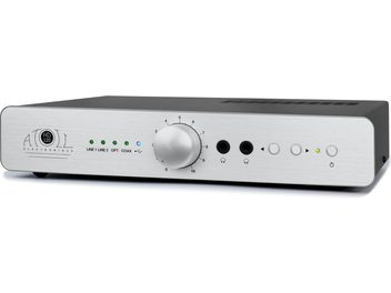 Preamplificatore per cuffie Atoll Electronique HD120 argento, pannello frontale con pulsanti, prese per cuffie e ingressi di linea, vista dall'alto