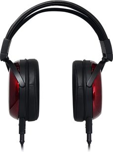 Casque hi-fi Fostex TH910 circum-aural noir, coques fermées rouge brillant, vue de face
