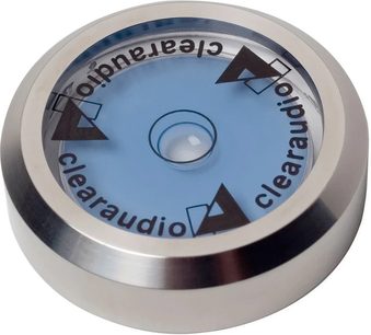 Clearaudio-vesivaaka Level gauge silver, harjattu metallikotelo, sininen asteikko, keskellä kupla