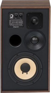 Regálová reprosoustava Elipson Heritage XLS 11 ořech, pohled zepředu, výškový reproduktor, středobasový reproduktor, bass-reflex port