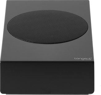 Sort Tangent Spectrum II XATM Dolby Atmos-højttaler, mat kabinet, oval metalgitter på toppen, set forfra
