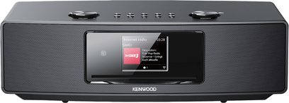 FM eller digital internetbordradio Kenwood CR-ST700SCD sort, set forfra, centralskærm, 2 drejeknapper, 5 knapper