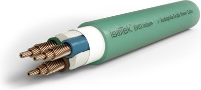 Cavo di alimentazione IsoTek EVO3 Initium da 1,5 m, connettori in rame, guaina verde con marcatura bianca