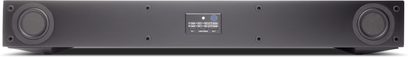 Cambridge Audio TV5 (V2) sort soundbar set forfra, med gittere, knapper og synlige stik