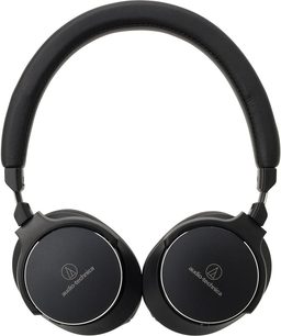 Lukket circumaural hovedtelefon Audio-Technica ATH-SR5BT i sort, med mat sort plastik på hovedbøjle og ørekopper, og ørepuder i sort imiteret læder