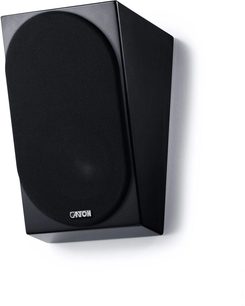Altavoz Dolby Atmos Canton AR 4 S2 negro de pared, caja trapezoidal inclinada con frontal de tela negra redondeada