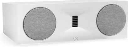 Motion XT C100 centrale luidspreker mat wit met twee grijze ronde roosters en een zwarte rechthoekige tweeter in het midden