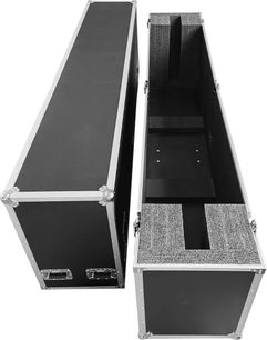 Flight-case pentru ecran Power Acoustics Flight écran 90/100 negru, deschis, cu margini argintii și suporturi interioare de fixare