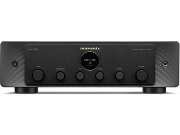Ampli hi-fi stéréo Marantz Model 40n noir, vue de face, 6 boutons rotatifs, écran LCD, entrées HDMI et ARC