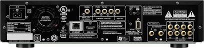 Denon DBP-2010CI 4K Blu-ray-afspiller, bagside, nærbillede af audio/video-stik og kontrolporte