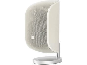 Diffusore compatto Bowers & Wilkins M-1 MK2 bianco, vista a tre quarti anteriore, forma arrotondata, colore bianco