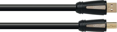 QED Reference High resolution USB-kabel A til B 0,60m, sorte stik, sort kappe