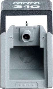 Diament do wkładki gramofonowej Ortofon STYLUS 310, widok z przodu, szara obudowa, czarna igła, biały napis "ortofon 310"