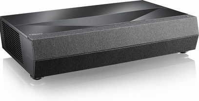 Optoma CinemaX D2 sort videoprojektor, set forfra, aflang rektangulær form, sort gitter på forsiden