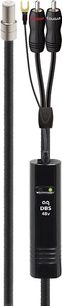 Phono kabel Audioquest Cougar JIS/RCA 1,5 m, konektory RCA a DBS 4W, černý plášť, pohled zepředu