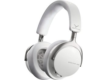 Beyerdynamic Aventho 200-hovedtelefoner, plastik og metal, hvid og sølv finish, polstrede ørepuder, trekvartsvisning