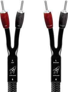 Reproduktorový kabel Audioquest Rocket 44 černý pletený, dvojité zakončení červené a černé na straně zesilovače i reproduktoru