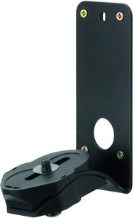 Sort vægbeslag i metal til Q Acoustics Q3000 højttalere, med justerbar arm og drejelig hylde