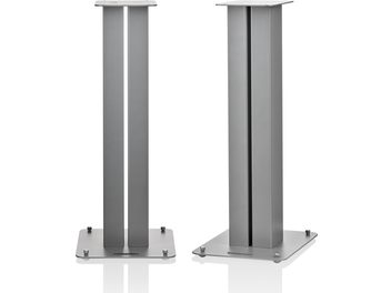 To Bowers & Wilkins FS 600 S3 gulvhøjttalere i børstet sølvfarvet metal, med et rent og elegant design